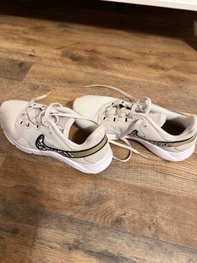 Nike Cream Mesh Sneakers with Black Swoosh Accent